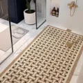 Wabi-sabi style bathroom silk loop floor mat, cuttable non-slip shower foot pad variant. - Clear Bathroom