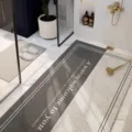 Wabi-sabi style bathroom non-slip floor mat, hollow waterproof loop wire mat for home use. - Half Black and White
