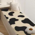 Koeienprint pluche erker mat, zacht gezellig faux kasjmier tapijt voor woonkamer slaapkamer. - Cow Print Black