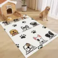 Cartoon Dog PVC Pet Mat - Cute Puppy Pattern Non-Slip Wipeable Mat for Living Room - Happy Dog House