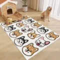 Cartoon puppy floor mat, cute dog faces, waterproof PVC non-slip wipeable easy clean pet mat. - Puppy Tongue Out