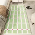 Green plaid cashmere-like bedroom rug, soft non-slip floor mat for home decor and bay window. - Winter Style 1
