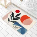 Dettaglio del tappeto da bagno botanico astratto morbido con texture in cashmere e design moderno. - Stile 7