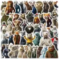 50pcs dashing animal portrait stickers, gentleman dressed pets decal for laptop luggage DIY. - 50 Sheets/Pack