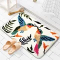 Tappeto da bagno soffice con motivo trapuntato di colibrì, morbido e assorbente per la camera. - Stile 11