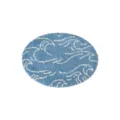 Round blue wave pattern cashmere-like rug, cozy soft bathroom floor mat for bedroom. - Blooming Waves