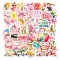 50 Stk. Cartoon Aufkleber Aquarell Rosa Serie Wasserdicht DIY Dekorative Aufkleber - Rosa Aquarell Cartoon / 50 Stück/Packung