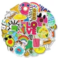 Bunte wasserdichte Vinyl Aufkleber Pack süße Doodle Sticker für Laptop Koffer Flasche - 50 Stück/Packung