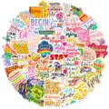 50Stk motivierende englische Zitate Aufkleber wasserdicht Vinyl Journaling Dekoration Art - 50 Stück/Packung