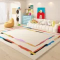 Tappeto da soggiorno stile dopamina con bordo astratto colorato, morbido e resistente per casa. - 80*120cm (Velluto di Cristallo) / Tong Man Man - 1