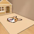 Cute cartoon corgi rug detail shot, soft floor mat texture and lovely pet pattern display. - Ice Cream Puppy