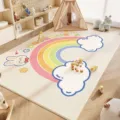 Tappeto colorato arcobaleno nuvola per camera bambini, morbido velluto cristallo antiscivolo. - 60x60cm (Velluto di Cristallo) / Solo Arcobaleno