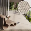 Moderno tappeto beige effetto sisal per soggiorno e balcone tappetino antiscivolo - 40x60cm [Anello] / Bianco avorio