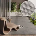 Moderno tappeto grigio in finto sisal ad anello per soggiorno e decorazione balcone. - 40x60cm [Anello] / Grigio