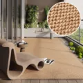 Tappeto da balcone in bouclé effetto sisal, tappeto da soggiorno antiscivolo e resistente. - 40x60cm [Anello] / Cammello