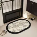 Oval bathroom floor mat absorbent non-slip mat vintage classical pattern home decor rug - 40*60cm / Tina Manor