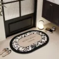 Luxury bathroom floor mat, diatomaceous earth absorbent anti-slip door mat, easy to clean decor. - 40*60cm / Iris Language
