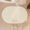 Tappeto da bagno ovale minimalista assorbente antiscivolo con stampa di gatto carino arredo - 40*60 cm (Terra di diatomee) / Gatto a Linee Bianco Sporco