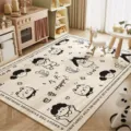 Bonita alfombra estampada de niños y gatos, suave terciopelo de cristal para decoración. - 80*120CM / Feliz Hoy