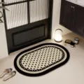 Modern oval bathroom floor mat, black and beige checkered anti-slip absorbent mat for home. - 40*60cm / Vintage Rhombus