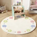 Tappeto rotondo con fiori per salotto, morbido tappeto camera imitazione cashmere, grazioso. - Rotondo Festonato