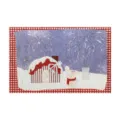 Dettaglio zerbino con casa di neve invernale, tappeto antiscivolo riccio per ingresso. - 40x60cm (Anello d'Ingresso) / Felice Anno Nuovo