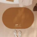 Tappeto da bagno ovale marrone minimalista, tappetino antiscivolo assorbente in terra diatomacea. - 40*60 cm (Terra di diatomee) / Cane a Linee Tono Marrone