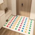 Non-slip PVC leather entry floor mat for home foyer, colorful flower pattern design. - Mist Moon Style G