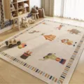 Bonita alfombra de salón de terciopelo cristal con diseño de circo, antideslizante y duradera. - Circo-2