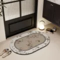Ovale vintage bloemen badmat, absorberend antislip vloerkleed voor badkamerdeur. - Weide Eiland