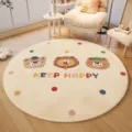 Round cute cartoon bear pattern living room carpet soft imitation cashmere floor mat home decor - Healing Bear
