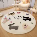 Cute cartoon round rug for living room, soft faux cashmere carpet with lovely dog patterns. - Dog Squad A