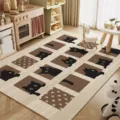 Bonita alfombra de salón con gato de dibujos animados, felpudo de terciopelo suave y antideslizante. - Equipo Explorador de Gatos