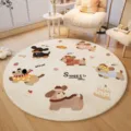 Round cute cartoon puppy pattern faux cashmere living room rug, soft comfortable anti-slip floor mat. - Dog Squad B