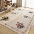 Bonita alfombra de salón con motivo de circo, terciopelo de cristal suave y antideslizante. - Circo del Crepúsculo