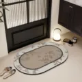 Ovale diatomeeënaarde badmat met vintage bloemenpatroon, antislip absorberende mat. - Schuim Dak