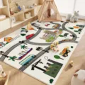 Children road traffic play mat non-slip soft crystal velvet bedroom floor carpet - Path Town