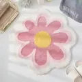Cute fluffy flower shaped area rug pink yellow aesthetic soft floor mat for living room bedroom - Pink Heart Flower