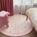 Cozy round pink floral plush carpet for bedroom and living room, soft anti-slip rug home interior decor - Pink Fresh Flower