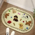 Oval cute puppy pattern bathroom floor mat soft absorbent mat bedroom door anti-slip floor mat - Floral Bear