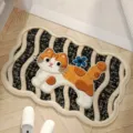 Cute cat pattern doormat non-slip floor mat for bathroom hallway bedroom home decor 1pc new - Shaped Wavy Cat Orange