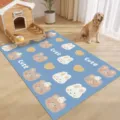 Cartoon PVC pet floor mat anti-slip waterproof wipeable cute bear rabbit print mat - Cute Rabbits and Bears