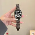 Cinturino di ricambio per smartwatch in acciaio inossidabile con strass luminosi top - Versione Connettore Xiaomi Band 9 / Nero Strass