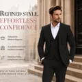 Costume Homme Slim 3 Pieces Noir Affaire Mariage Veste Gilet Pantalon Ensemble - XS / Noir