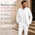 Costume trois pièces blanc slim pour homme, idéal pour mariage, affaires et événements. - XS / Blanc
