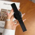 Detail view of black nylon loop watch strap with velcro, durable and comfortable for daily wear. - Custom Watch Interface [22mm] / Black