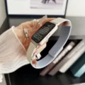 Correa de repuesto magnética de silicona para reloj inteligente, diseño elegante y cómodo diario. - Blanco antiguo y azul niebla