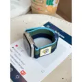 Blauw Groene Gestreepte Nylon Magnetische Horlogeband voor Apple Watch Series 9 en 10 - 38mm/40mm/41mm Universeel / Teal