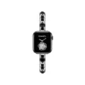 Cinturino per orologio intrecciato in metallo e pelle compatibile smartwatch. - 38/40/41/(10ª Gen 42mm) Universale / Corda in Pelle Nera Argento