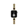 Cinturino a catena in metallo e pelle oro elegante compatibile con Apple Watch cinturino chic - 38/40/41/(10ª Gen 42mm) Universale / Corda in Pelle Nera Oro